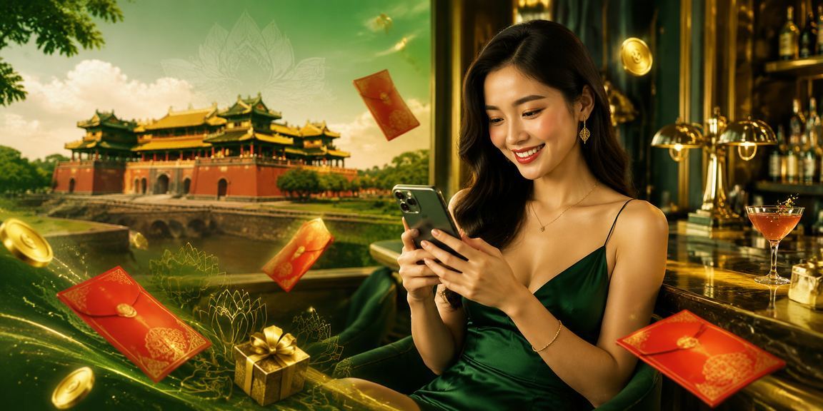 Người mẫu Việt Nam tươi vui bên phong bì đỏ và phần thưởng hấp dẫn từ nền tảng giải trí