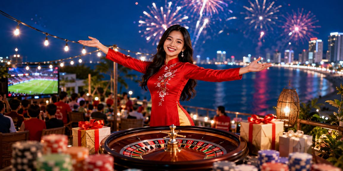Không khí giải trí sôi động tại Nha Trang với trò chơi roulette và phong cách áo dài truyền thống